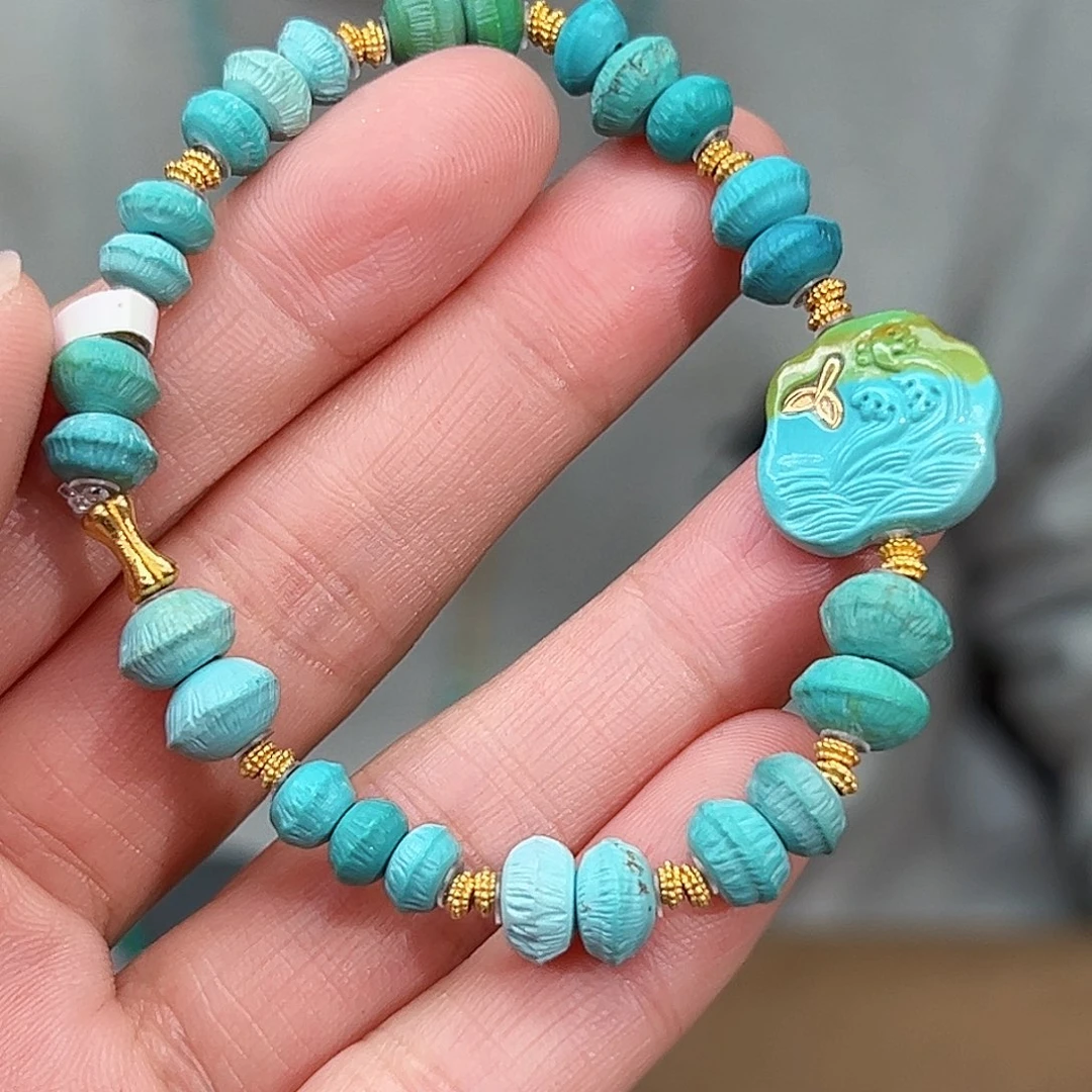 绿松石珠宝奇石18K金镶嵌