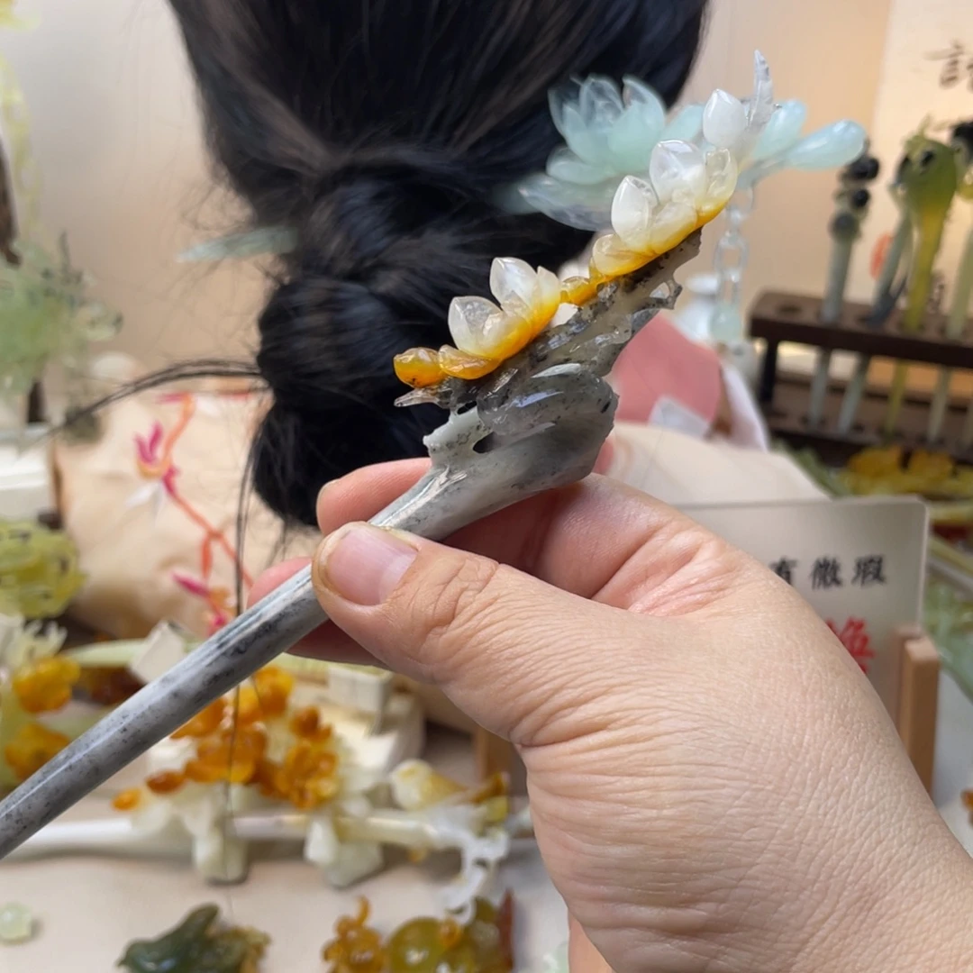 蛇纹石玉合金发饰