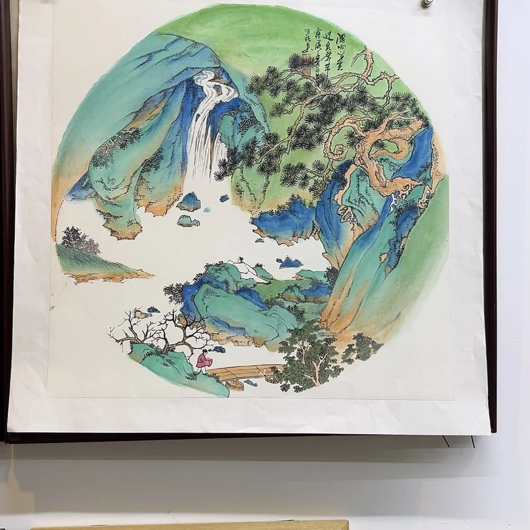 国画手绘国画，山水斗方