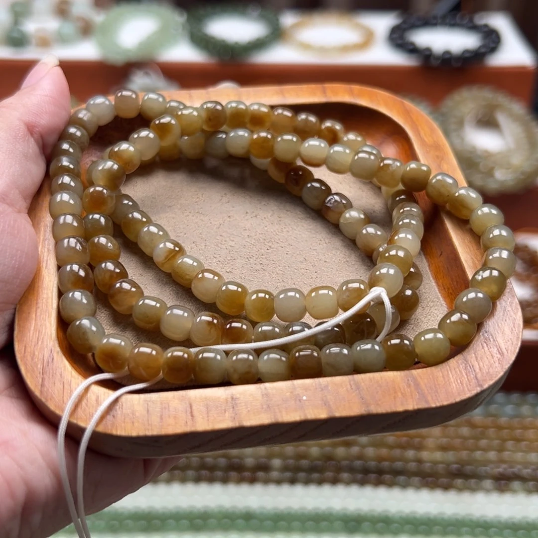 毛衣链未镶嵌和田玉喜**买珠串6*7mm