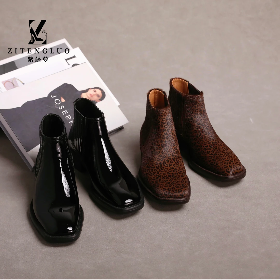 ZiTengLuo/新款时尚纯皮牛毛洋气女皮鞋820-1