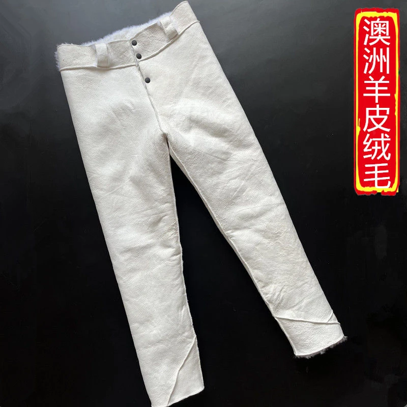 加厚羊皮毛一体内胆裤羊皮裤整皮保暖男高腰正品羊毛皮裤防寒加绒