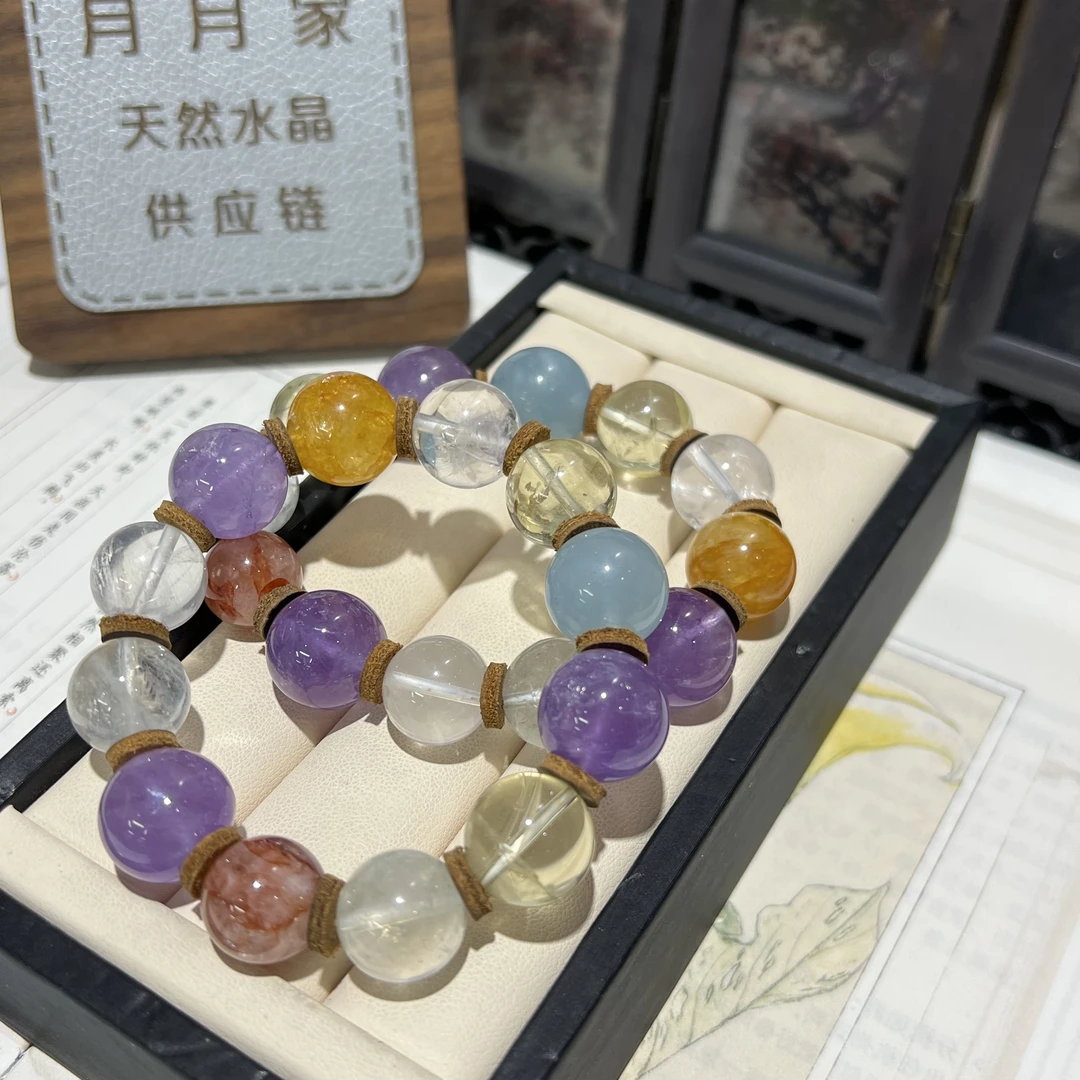 【晶澜月】K099天然水晶 高品质多宝水晶手串 多样性发其一