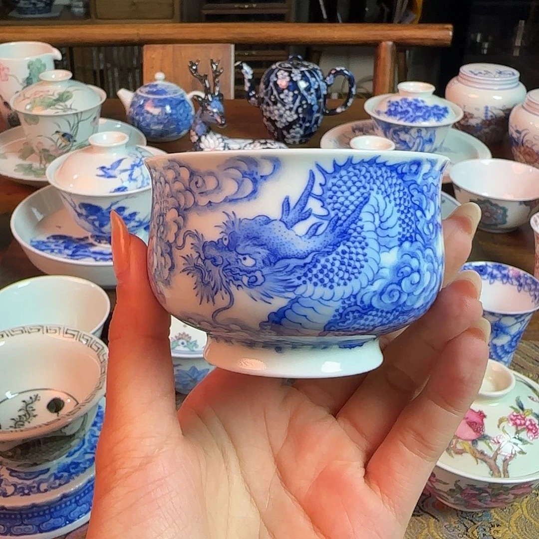 重工点工龙纹卢氏杯纯手绘