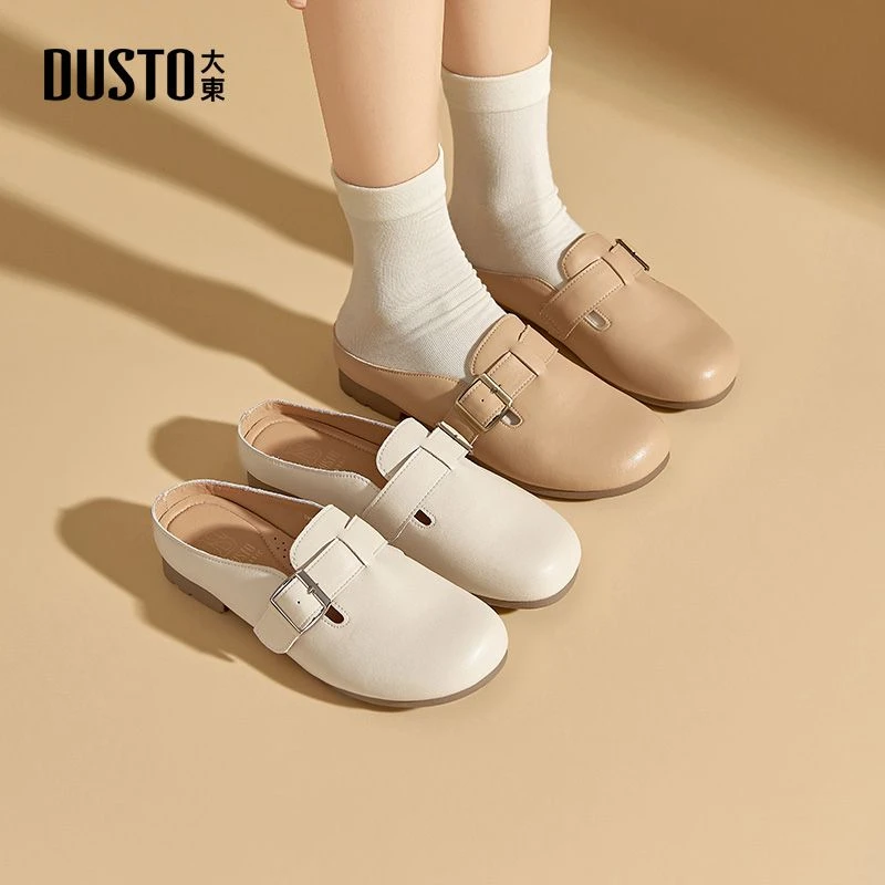 大东复古勃肯鞋包头女鞋2025秋季爆款半拖鞋懒人一脚蹬平底鞋1405