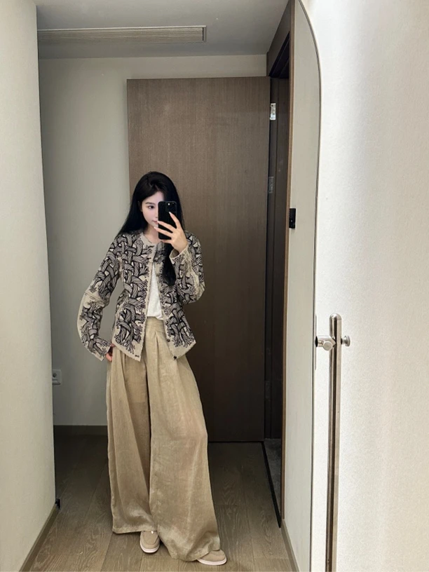 Uniiii/25ss 100%亚麻结绳薄外套