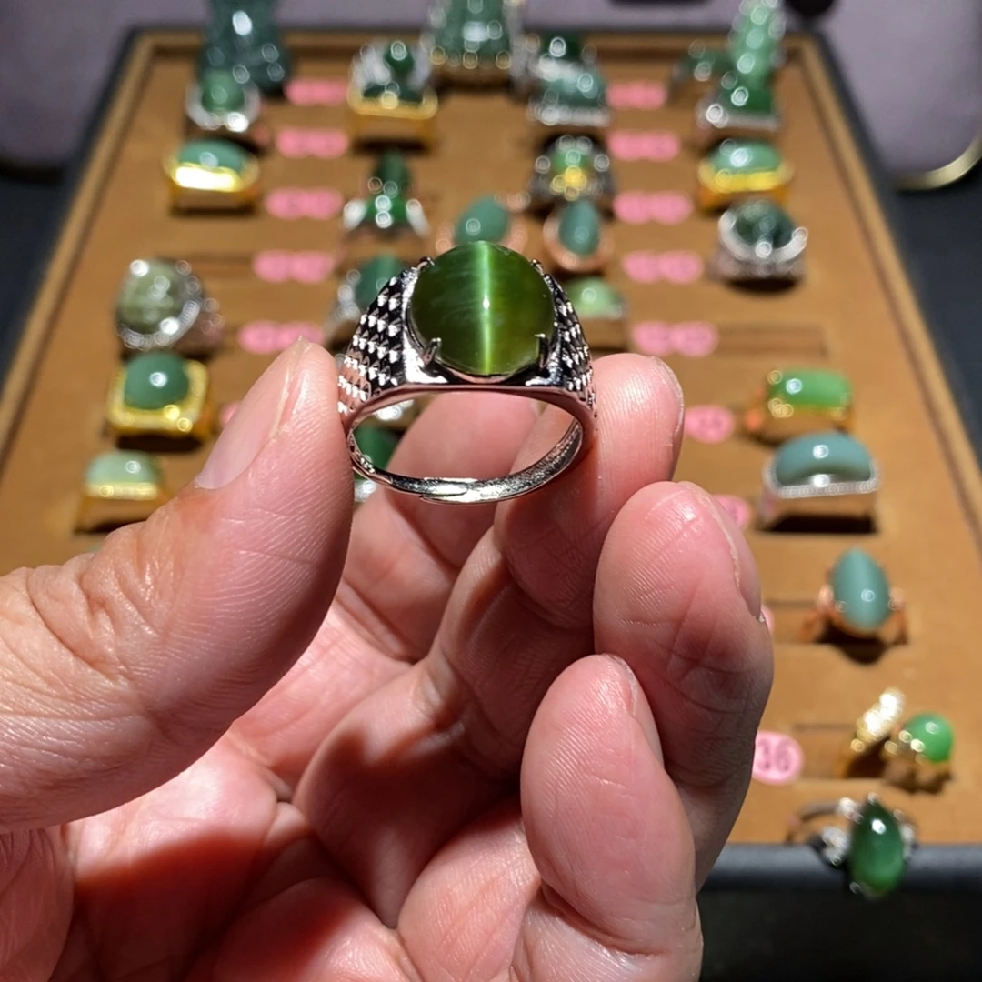 和田玉银S925镶嵌戒指