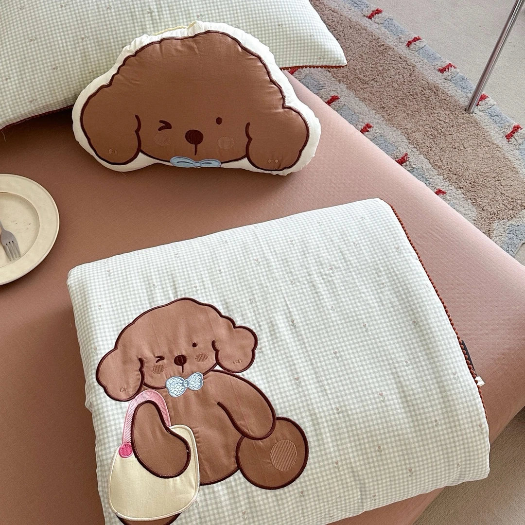 【儿童乐园】全棉双层纱儿童贴布绣夏凉被空调被 可机洗水洗薄款