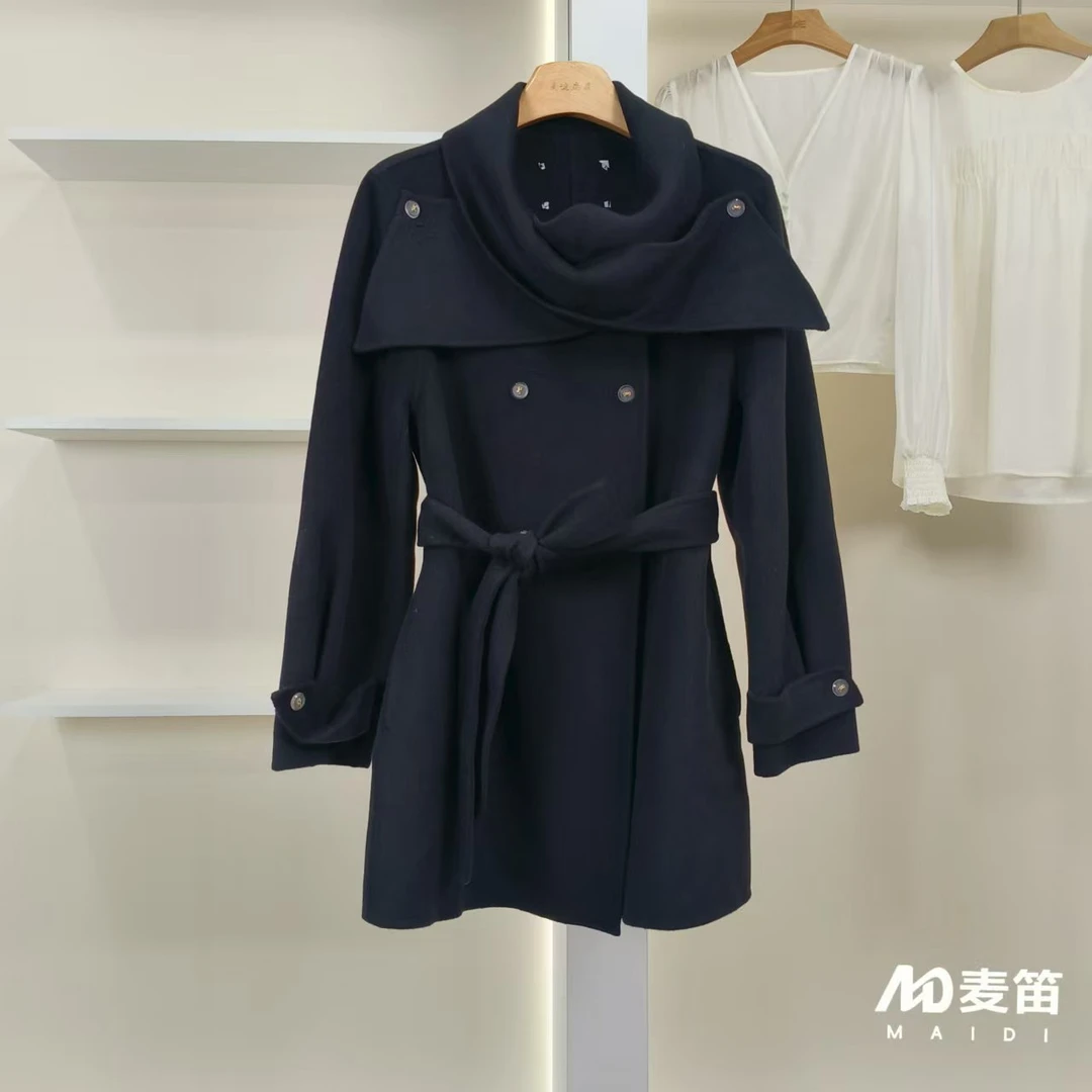 【麦笛•品牌新款】5082211 中长款毛呢外套秋冬女装品牌折扣
