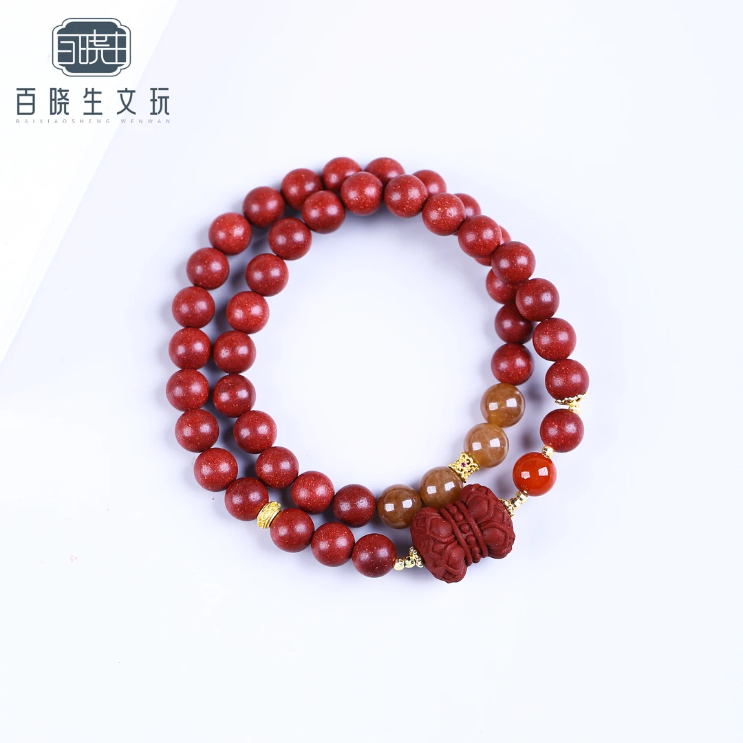 【百晓生】非遗合香-「花蕊夫人-并蒂莲款」8mm双圈女士设计款手串