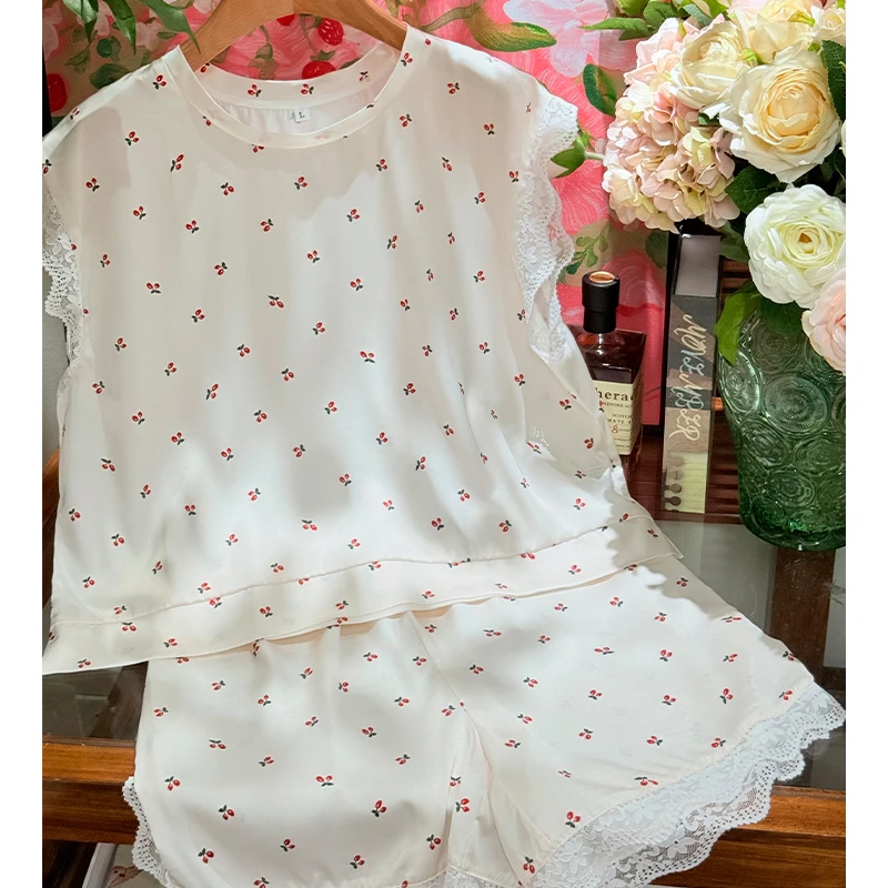 莫里伊【蕾丝边樱桃】小众潮牌设计休闲睡衣家居服