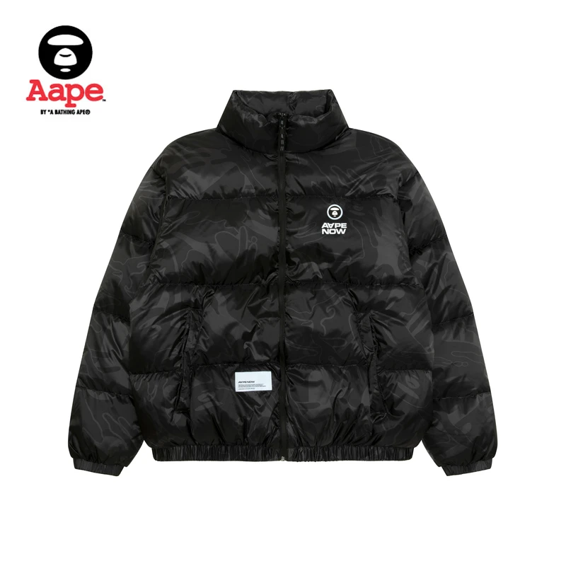 Aape旗舰店男装25秋冬猿人迷彩小标徽章面包服羽绒服外套7726XXP