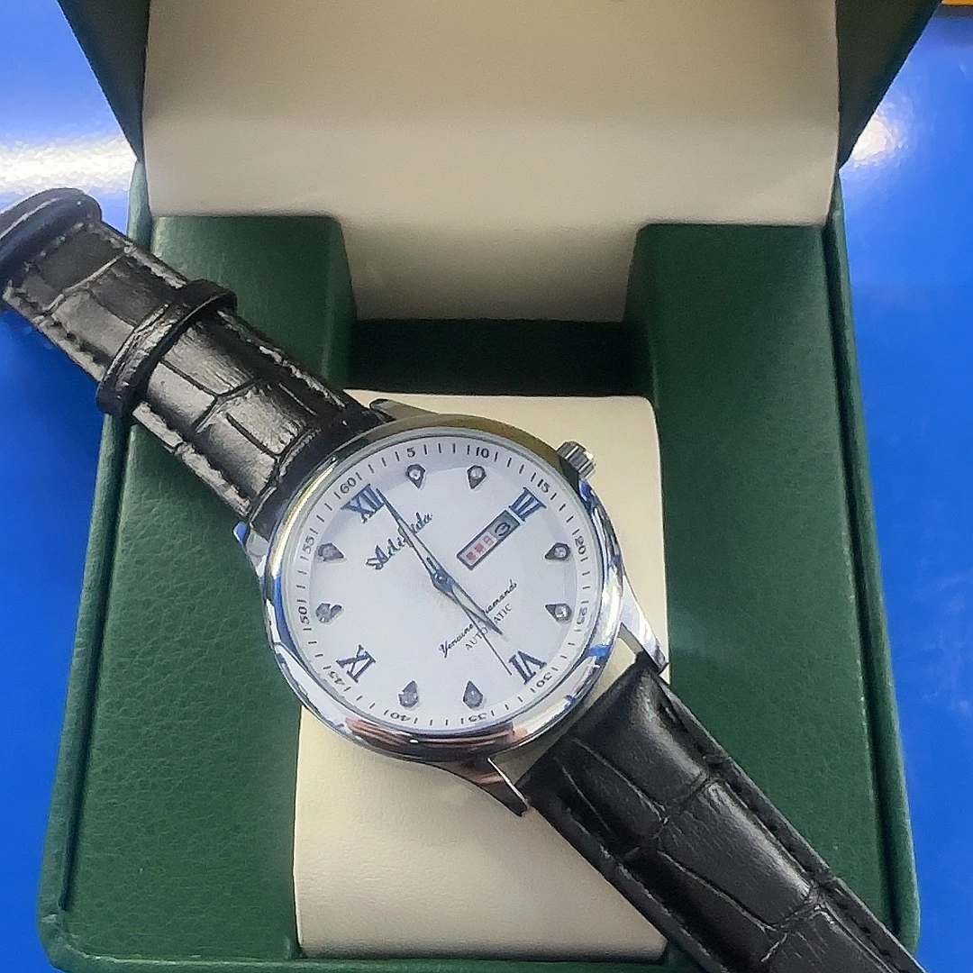 【云仓直发】皮带名匠钢白男士手表潮流大气高端腕表双日历款防水-M