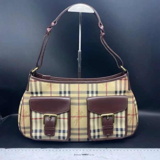 90新 BURBERRY/博柏利 涛派 战马格纹单肩腋下包/13973