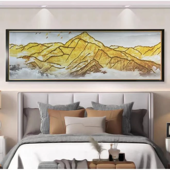 [喜宅家艺]Q217金山床头纯手工实物钢化玻璃装裱简约时尚装饰画