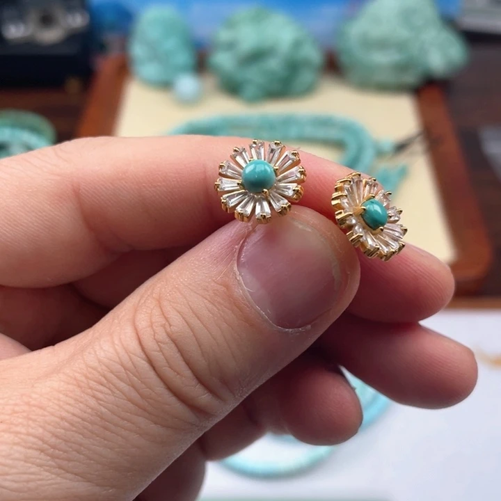 绿松石颈饰银S925镶嵌