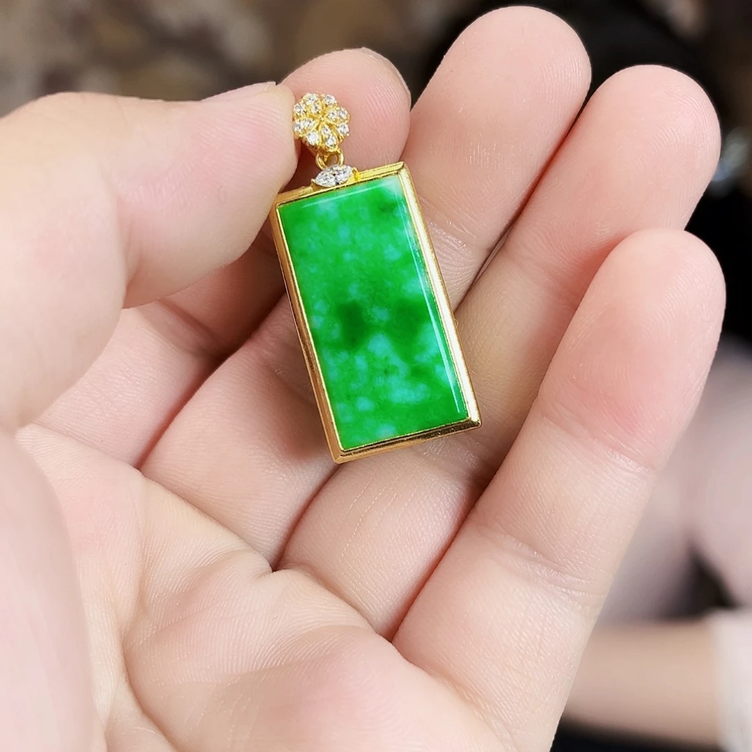 翡翠银S925镶嵌毛衣链吊坠