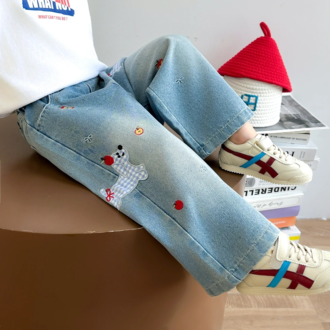 女童牛仔裤2025新款秋季女宝直筒裤儿童洋气时髦女孩长裤春秋裤子