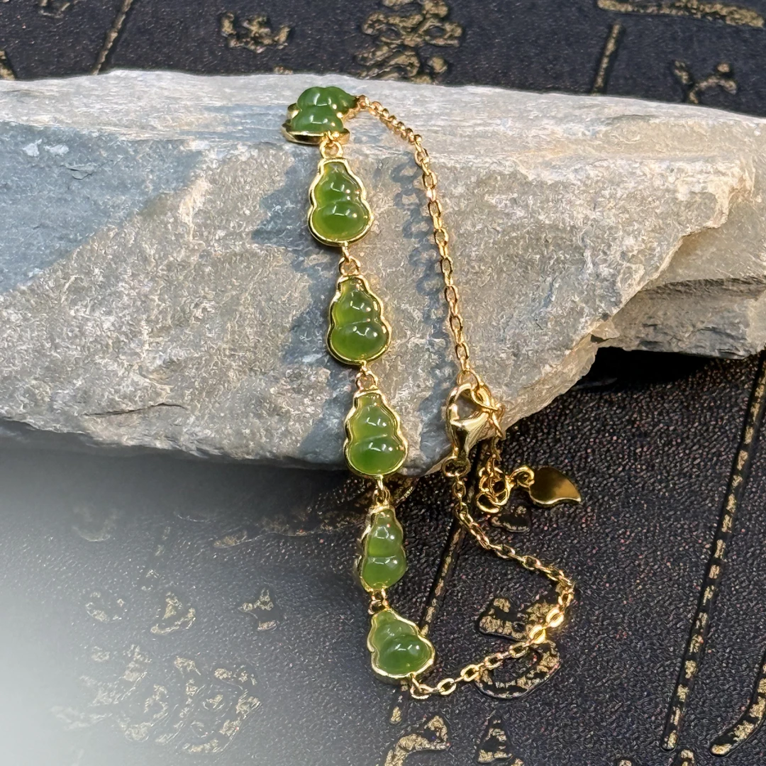 【大促】碧玉葫芦五福手链s925-多样性发其一-ms55-897