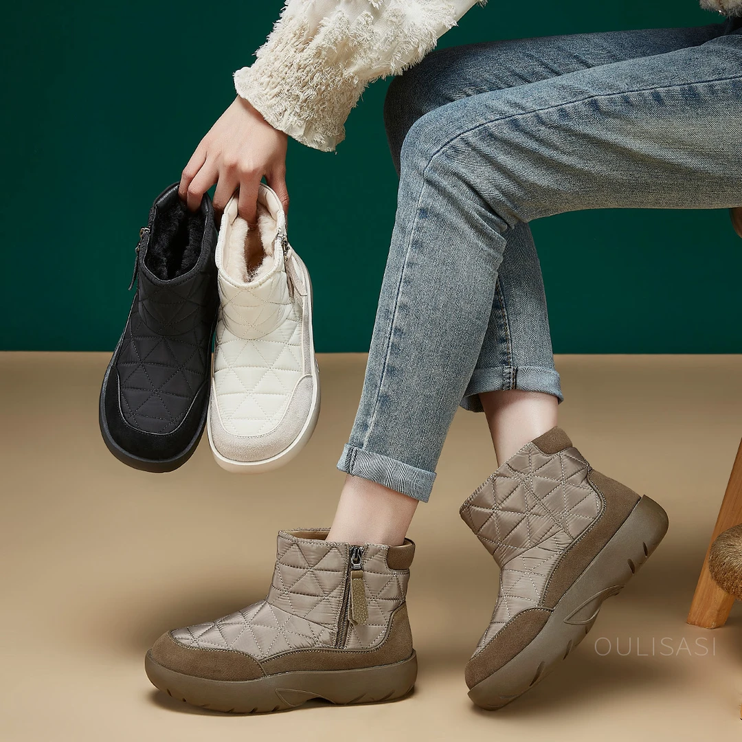 | 惊喜-484| 3.5公分 真皮加绒加厚保暖棉鞋一脚蹬时尚休闲