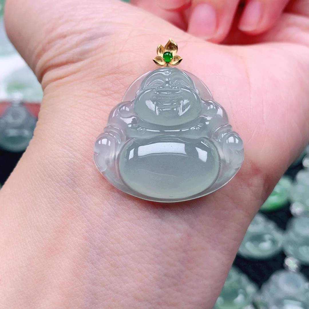 吊坠(不含链)18K金镶嵌翡翠