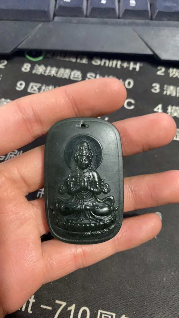 和田玉青玉观音牌