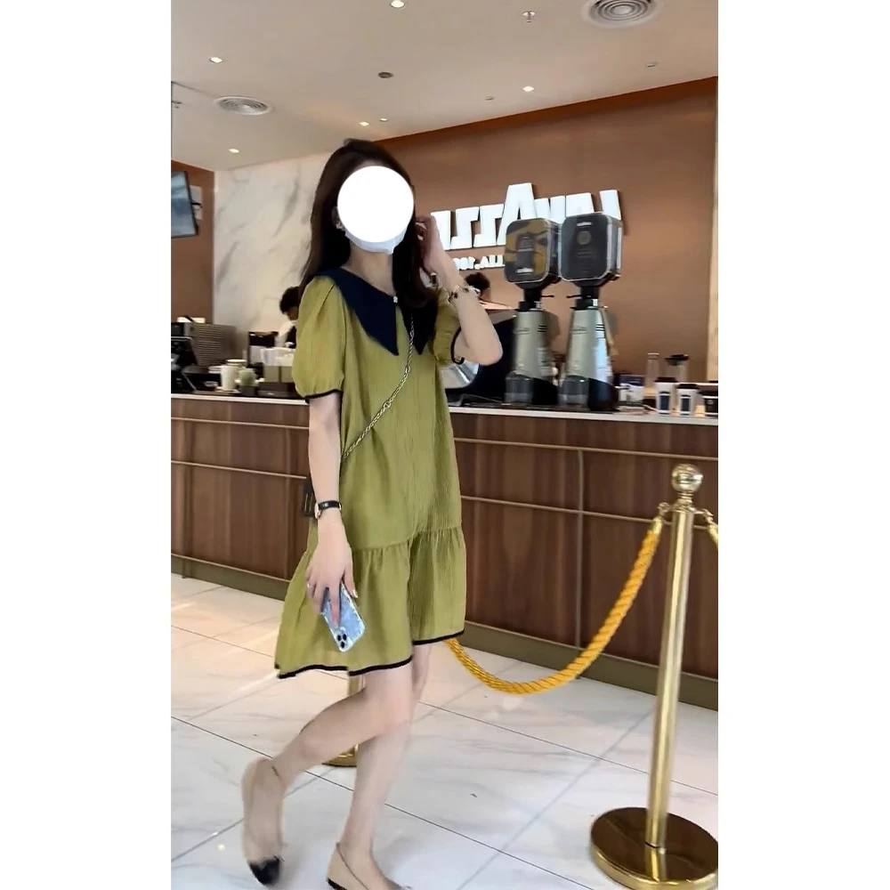 法式茶歇初恋高级感别致娃娃领连衣裙女2025夏季新款气质显瘦裙子