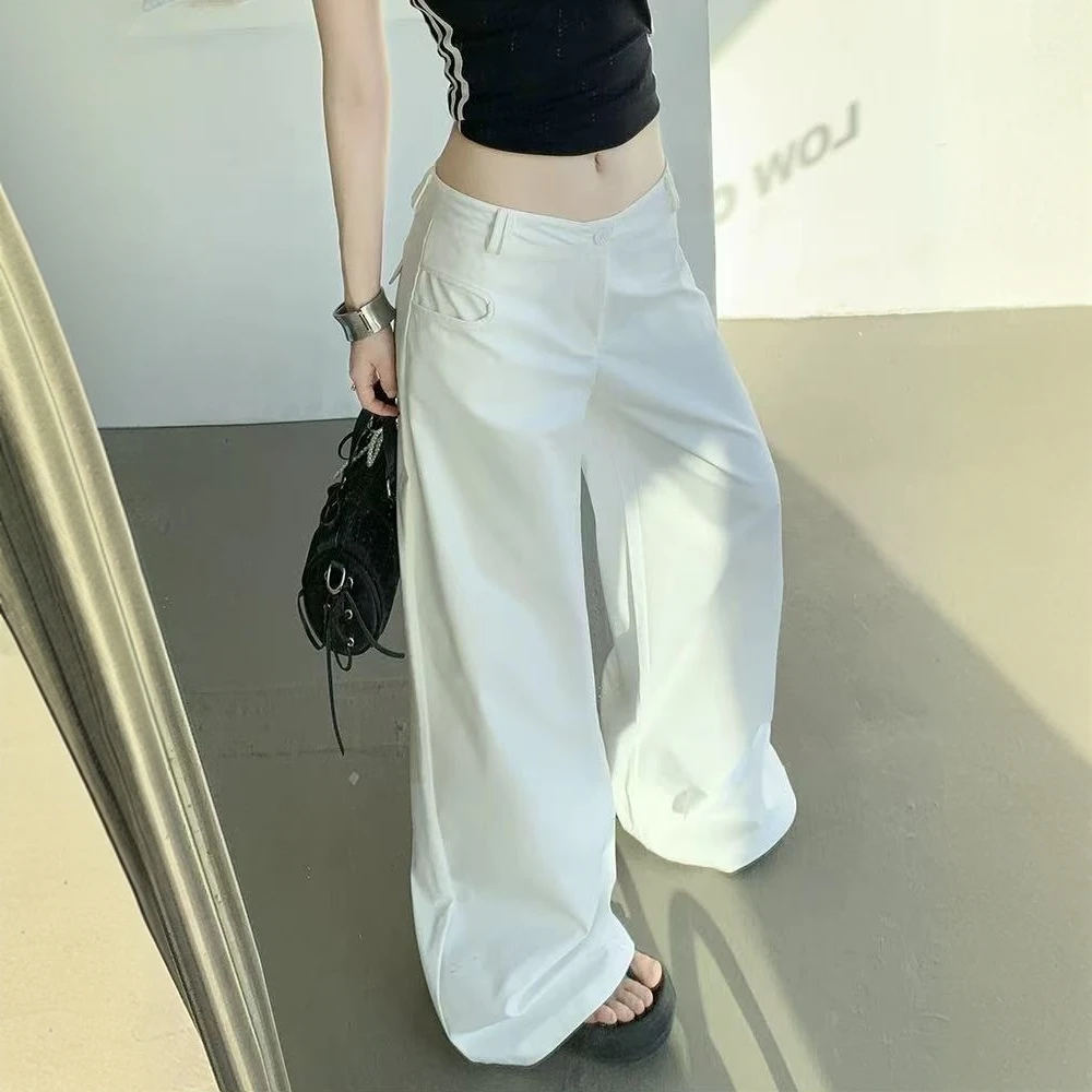 窄版神裤显瘦遮跨美式辣妹春夏季百搭宽松垂感拖地阔腿长裤