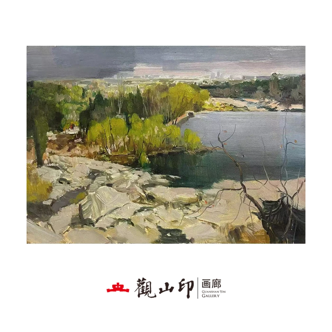 SMK原创手绘风景油画70x50cm美式复古风玄关沙发背景挂画4127