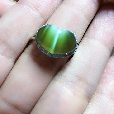 和田玉戒指银S925镶嵌