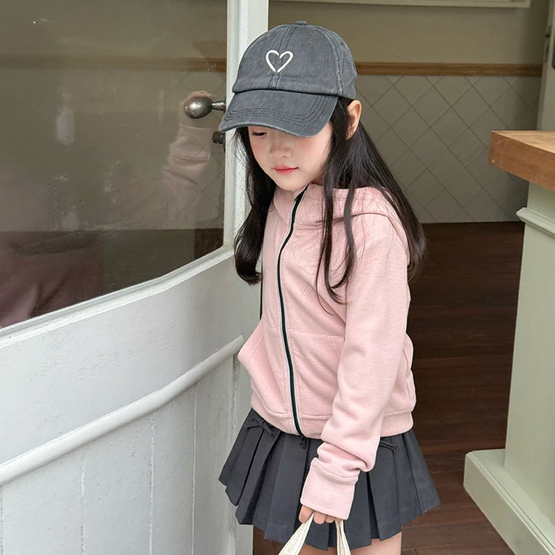 【秋季新品】女童可内搭上衣羊毛双面绒洋气撞色修身卫衣外套25F091
