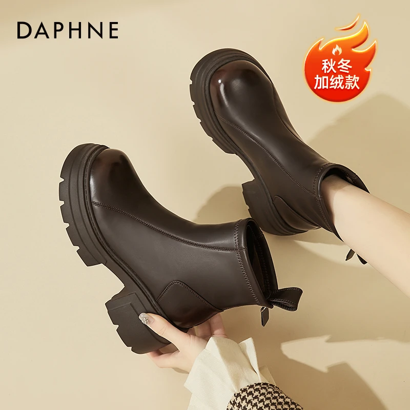 达芙妮女士增高马丁靴2025新款爆款厚底切尔西靴英伦风不累脚短靴