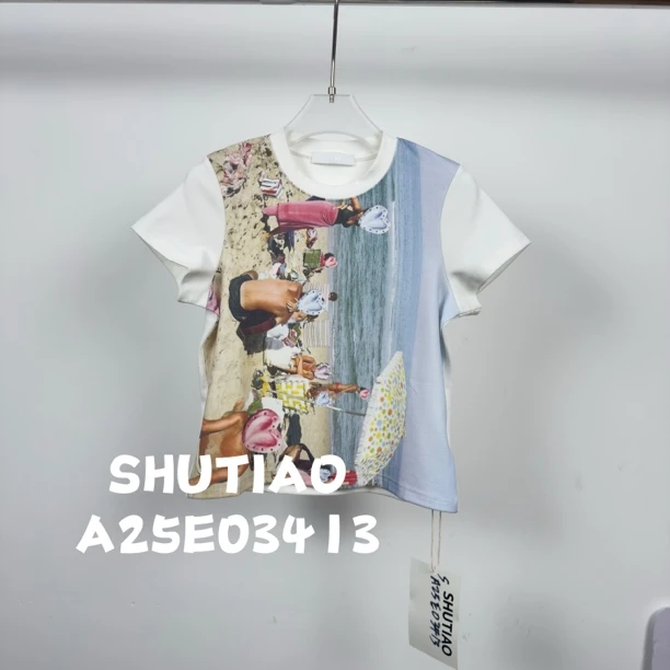 【SHUTIAO】2025夏季：新款小众设计款T恤A25E03413