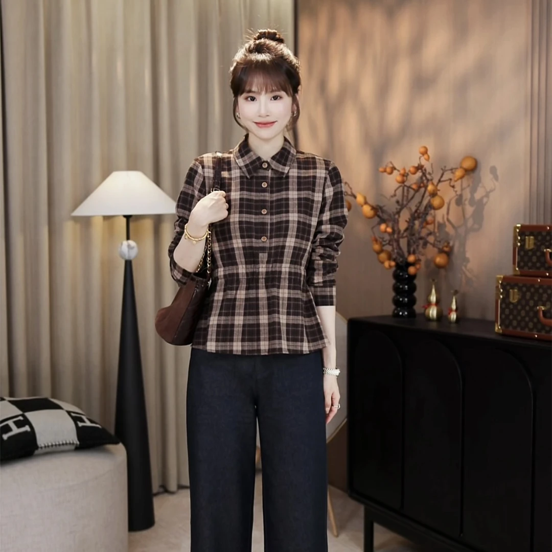 LMENY“格调人生”百搭利落收腰设计显瘦翻领衬衫25CC008