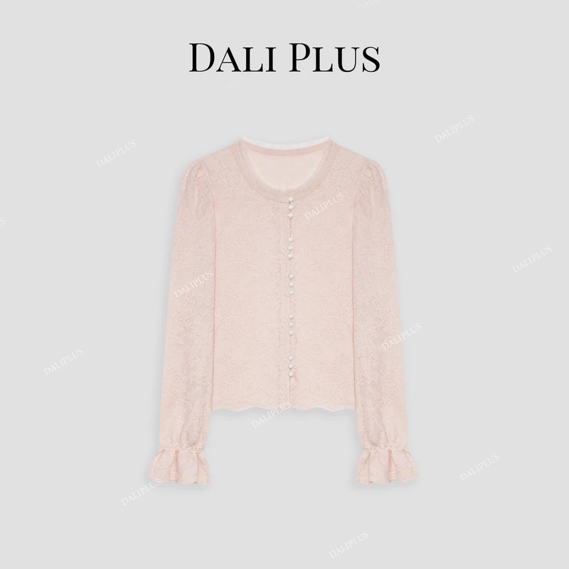 DALI PLUS【桑蚕丝羊 毛】圆领提花浮雕设计针织衫-D4CK0052