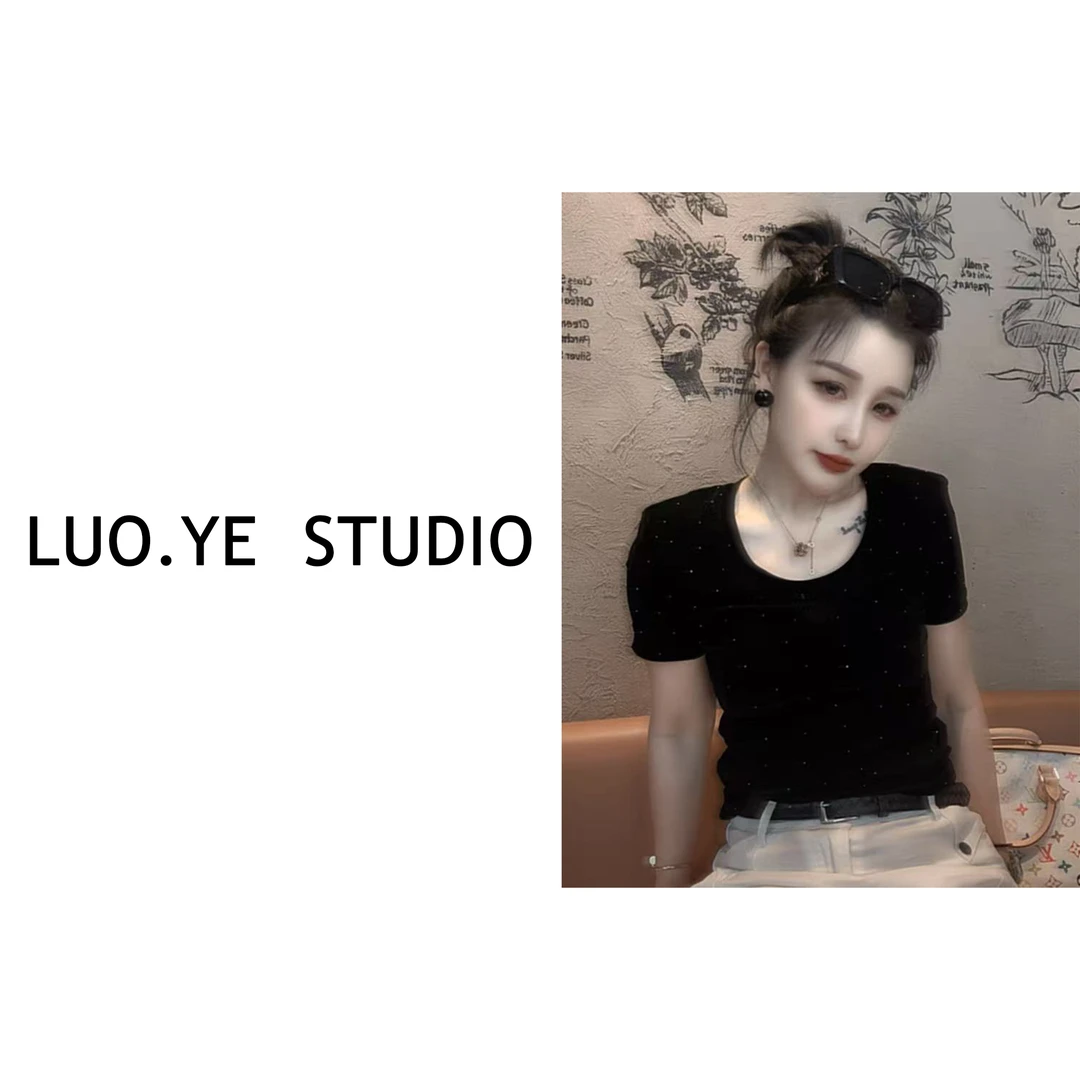 罗爷 · 【露思妹妹】欧货植绒修身上衣T恤女士休闲时尚女款气质