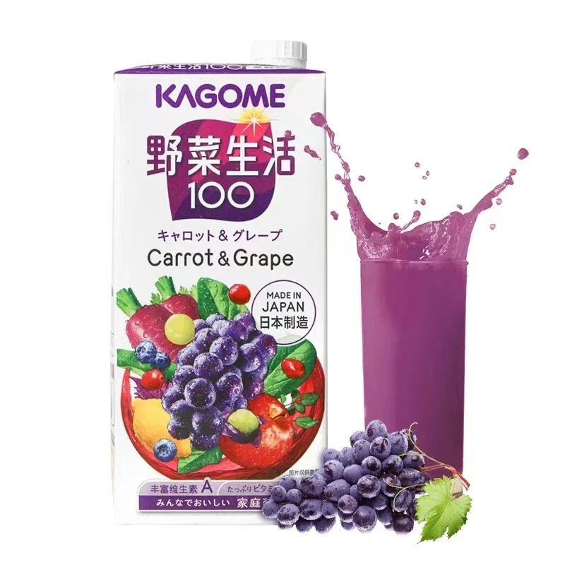 日本进口kagome可果美野菜生活果蔬汁葡萄胡萝卜橙味饮料大瓶装1L