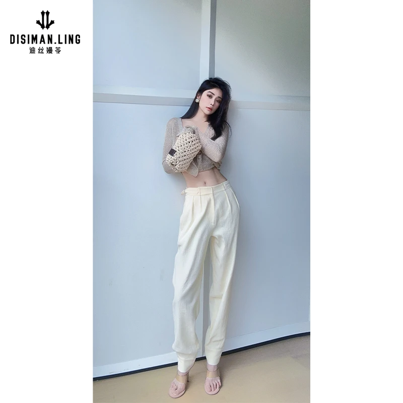 迪丝嫚苓多色休闲长裤时尚百搭女士夏季宽松原创设计师小众优雅感