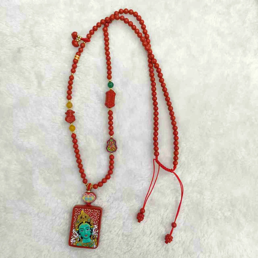 含辰砂工艺品0126-028朱砂方牌项链 时尚简约个性百搭精美精致