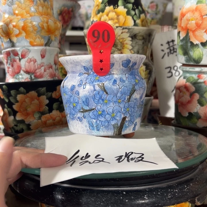 景德镇手绘花盆满38包邮偏远地区除外