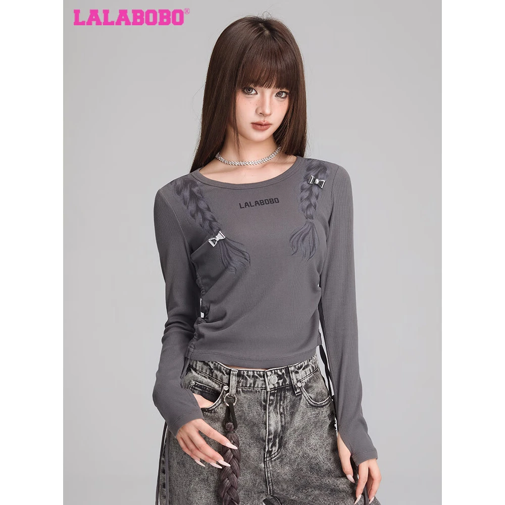 【芋总专属】LALA抽绳长袖T恤辣妹风显瘦打底衫LBDC-WSDT27