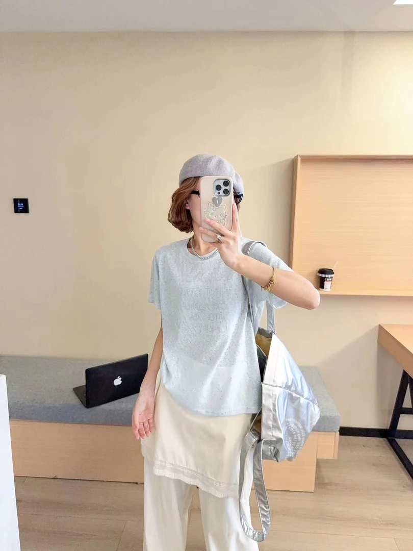 夏季新款雪花棉懒人棉亚麻肤感圆领混纺休闲短袖T恤