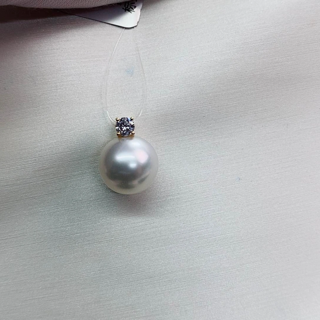 吊坠(不含链)18K金镶嵌海水珍珠9-10