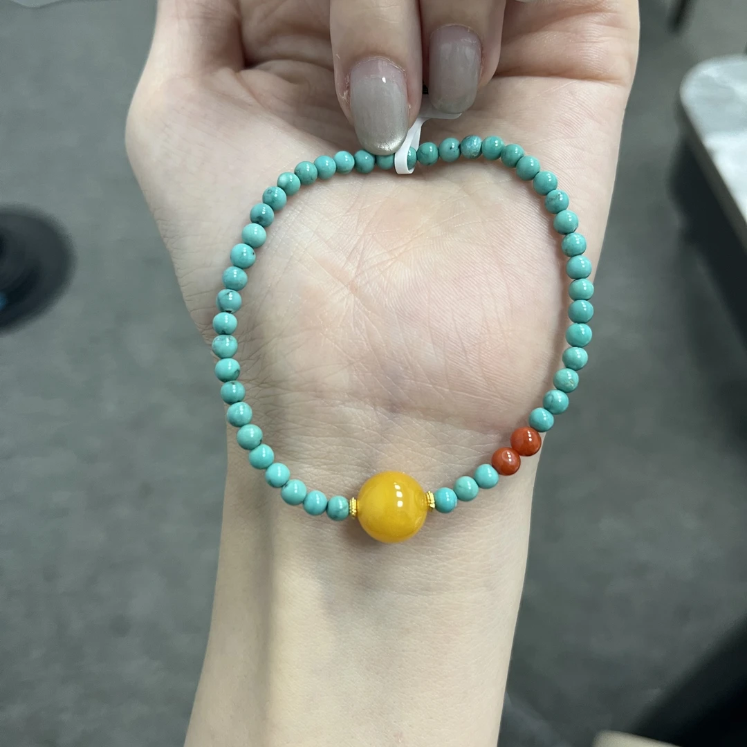 约卡9.8蜜蜡3.5松松南红手串