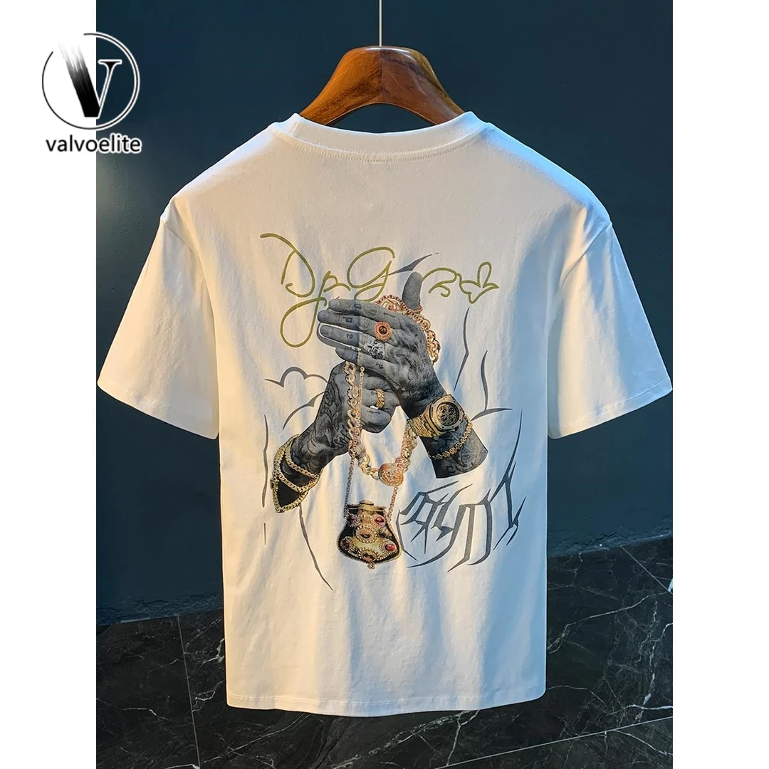 VALVOELITE潮牌印花T恤男2025夏季新款短袖上衣高端美式休闲体恤