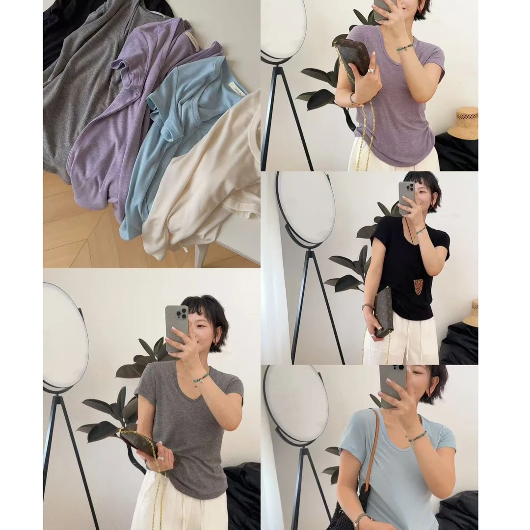 "马卡龙色系" 羊毛+兰精天丝短袖 巨舒服 柔软 常规修身款 W-220