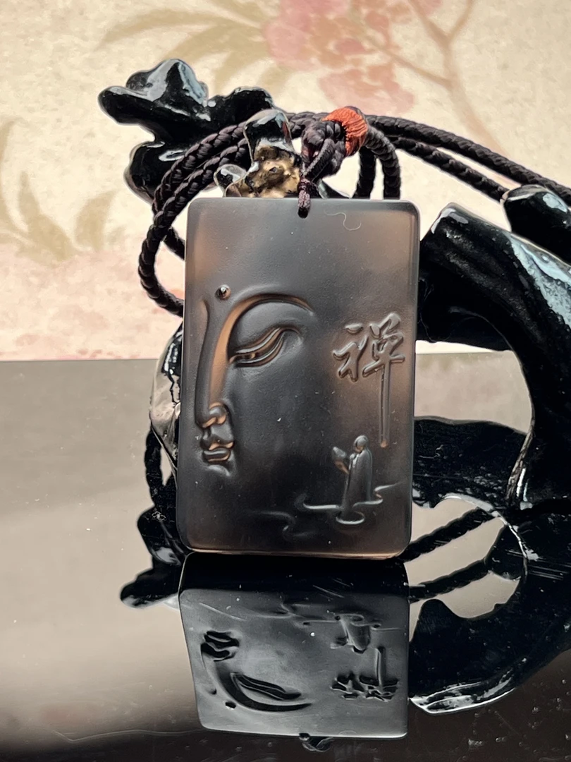 【黑曜石/黑曜岩】禅心悟道吊坠男款冰透玉石女士挂件首饰@只发一件