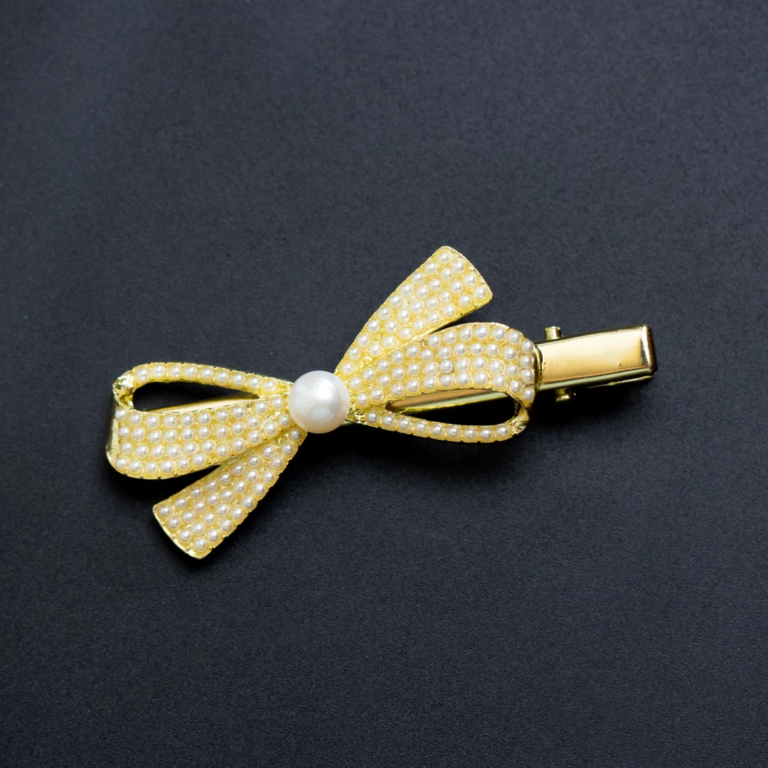 淡水珍珠蝴蝶结时尚发夹