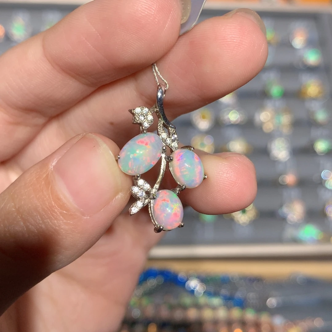 银S925镶嵌欧泊欧泊吊坠y