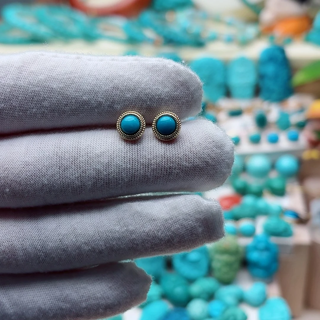 绿松石未镶嵌耳饰